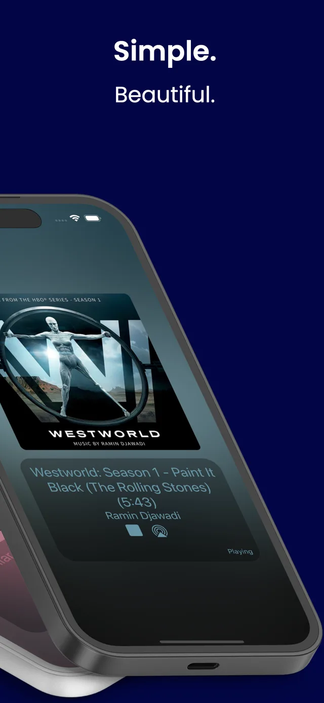 Simple. Beautiful. — the player showing the Westworld soundtrack with adaptive colors
